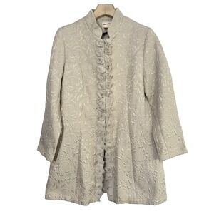 Toffee Apple Women's M Jacket Mandarin Collar Floral Jacquard‎ Coat Pearls Tulle